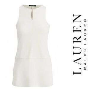 Lauren Ralph Lauren White Sleeveless Keyhole Blouse